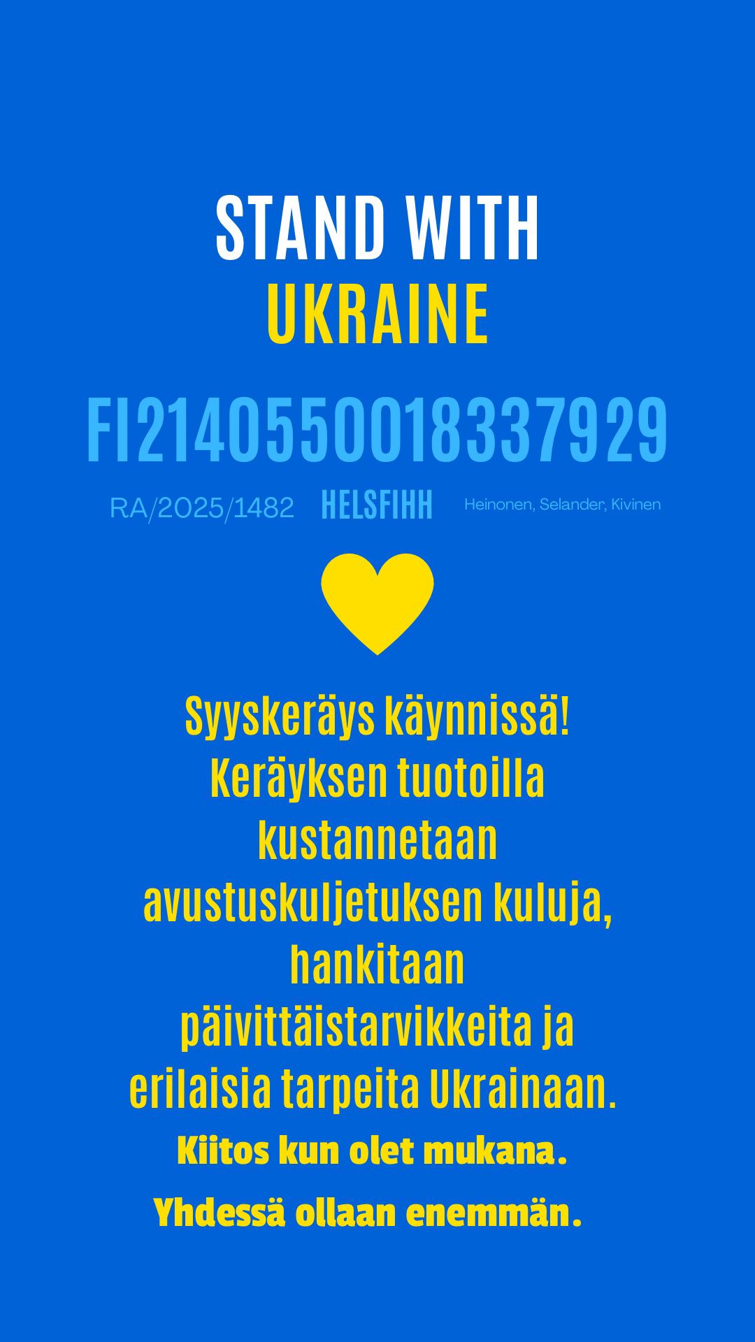 Syyskeräys 2025 auta ukrainaa